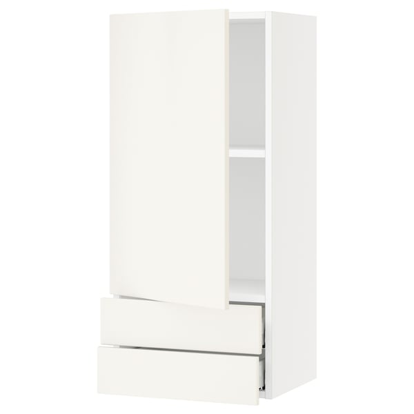 SEKTION / MAXIMERA Gabinete de pared+puerta/2 cajones, blanco/Veddinge blanco, 18x15x40 "