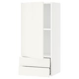 SEKTION / MAXIMERA Gabinete de pared+puerta/2 cajones, blanco/Veddinge blanco, 18x15x40 "