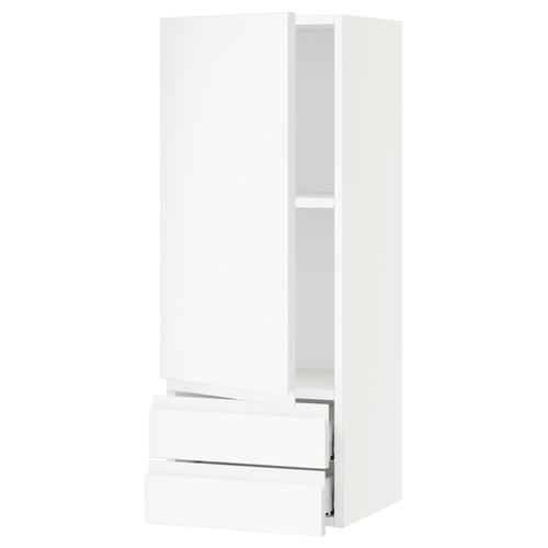 SEKTION / MAXIMERA Gabinete de pared+puerta/2 cajones, blanco/Voxtorp blanco mate, 15x15x40 "