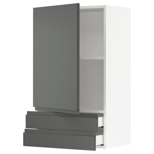 SEKTION / MAXIMERA Gabinete de pared+puerta/2 cajones, blanco/Voxtorp gris oscuro, 24x15x40 "