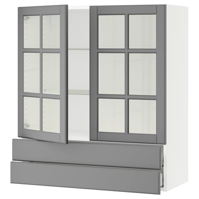 SEKTION / MAXIMERA Gabinete pared+2 prta vdr/2 cajones, blanco/Bodbyn gris, 36x15x40 "