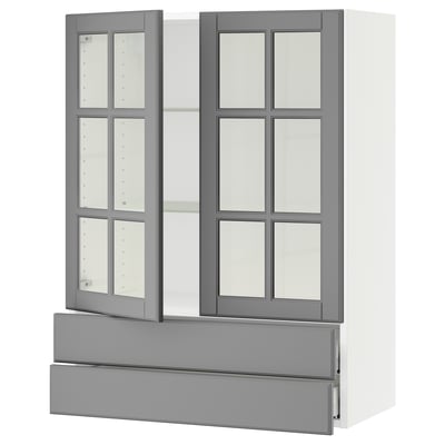 SEKTION / MAXIMERA Gabinete pared+2 prta vdr/2 cajones, blanco/Bodbyn gris, 30x15x40 "
