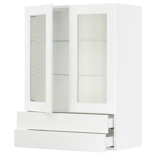 SEKTION / MAXIMERA Gabinete pared+2 prta vdr/2 cajones, blanco Enköping/blanco efecto madera, 30x15x40 "
