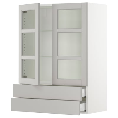 SEKTION / MAXIMERA Gabinete pared+2 prta vdr/2 cajones, blanco/Lerhyttan gris claro, 30x15x40 "
