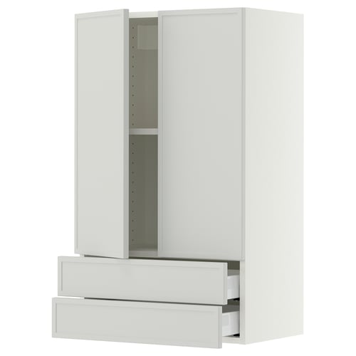 SEKTION / MAXIMERA Gabinete pared+2 puertas/2 cajones, blanco/Aspudden gris claro, 24x15x40 "