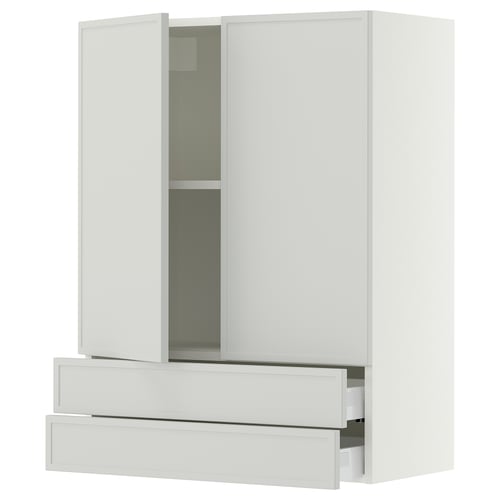 SEKTION / MAXIMERA Gabinete pared+2 puertas/2 cajones, blanco/Aspudden gris claro, 30x15x40 "