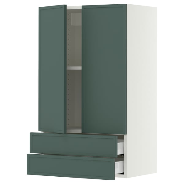 SEKTION / MAXIMERA Gabinete pared+2 puertas/2 cajones, blanco/Aspudden gris verdoso oscuro, 24x15x40 "