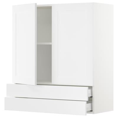 SEKTION / MAXIMERA Gabinete pared+2 puertas/2 cajones, blanco/Axstad blanco mate, 36x15x40 "