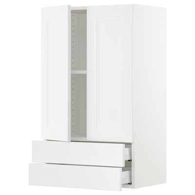 SEKTION / MAXIMERA Gabinete pared+2 puertas/2 cajones, blanco/Axstad blanco mate, 24x15x40 "