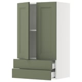 SEKTION / MAXIMERA Gabinete pared+2 puertas/2 cajones, blanco/Axstad gris-verde, 24x15x40 "