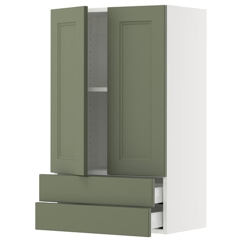 SEKTION / MAXIMERA Gabinete pared+2 puertas/2 cajones, blanco/Axstad gris-verde, 24x15x40 "