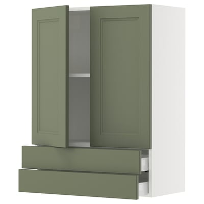 SEKTION / MAXIMERA Gabinete pared+2 puertas/2 cajones, blanco/Axstad gris-verde, 30x15x40 "