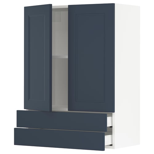 SEKTION / MAXIMERA Gabinete pared+2 puertas/2 cajones, blanco Axstad/mate azul, 30x15x40 "