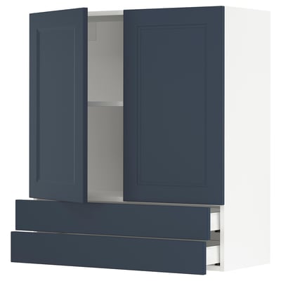 SEKTION / MAXIMERA Gabinete pared+2 puertas/2 cajones, blanco Axstad/mate azul, 36x15x40 "