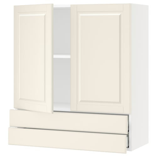 SEKTION / MAXIMERA Gabinete pared+2 puertas/2 cajones, blanco/Bodbyn color hueso, 36x15x40 "