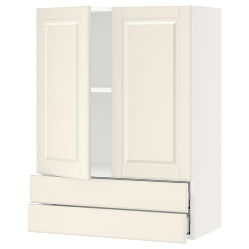 SEKTION / MAXIMERA Gabinete pared+2 puertas/2 cajones, blanco/Bodbyn color hueso, 30x15x40 "