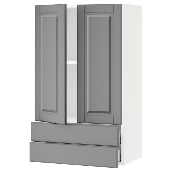 SEKTION / MAXIMERA Gabinete pared+2 puertas/2 cajones, blanco/Bodbyn gris, 24x15x40 "
