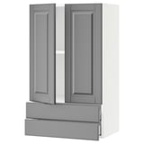 SEKTION / MAXIMERA Gabinete pared+2 puertas/2 cajones, blanco/Bodbyn gris, 24x15x40 "