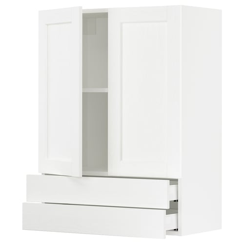SEKTION / MAXIMERA Gabinete pared+2 puertas/2 cajones, blanco Enköping/blanco efecto madera, 30x15x40 "