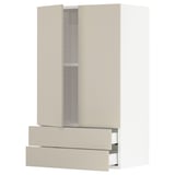 SEKTION / MAXIMERA Gabinete pared+2 puertas/2 cajones, blanco/Havstorp beige, 24x15x40 "