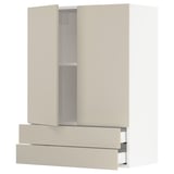 SEKTION / MAXIMERA Gabinete pared+2 puertas/2 cajones, blanco/Havstorp beige, 30x15x40 "