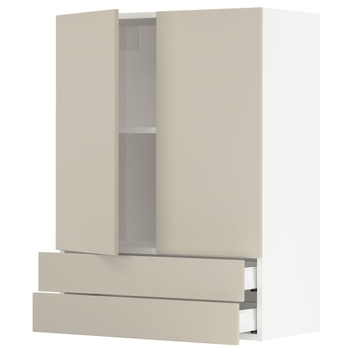 SEKTION / MAXIMERA Gabinete pared+2 puertas/2 cajones, blanco/Havstorp beige, 30x15x40 "