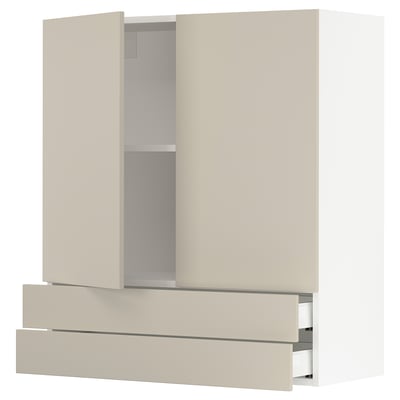SEKTION / MAXIMERA Gabinete pared+2 puertas/2 cajones, blanco/Havstorp beige, 36x15x40 "