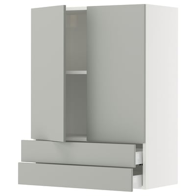SEKTION / MAXIMERA Gabinete pared+2 puertas/2 cajones, blanco/Havstorp gris claro, 30x15x40 "