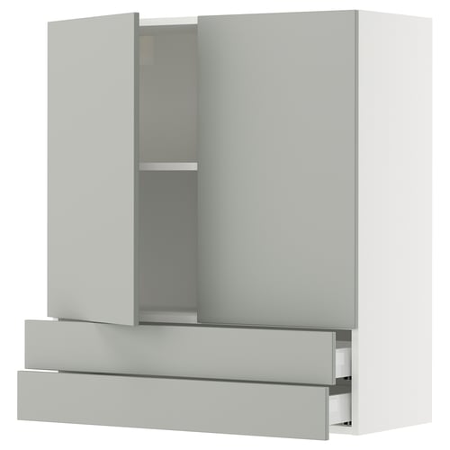 SEKTION / MAXIMERA Gabinete pared+2 puertas/2 cajones, blanco/Havstorp gris claro, 36x15x40 "