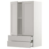 SEKTION / MAXIMERA Gabinete pared+2 puertas/2 cajones, blanco/Lerhyttan gris claro, 24x15x40 "