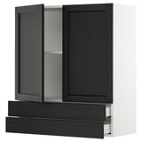 SEKTION / MAXIMERA Gabinete pared+2 puertas/2 cajones, blanco/Lerhyttan teñido en negro, 36x15x40 "