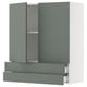 SEKTION / MAXIMERA Gabinete pared+2 puertas/2 cajones, blanco/Nickebo verde grisáceo mate, 36x15x40 "
