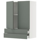 SEKTION / MAXIMERA Gabinete pared+2 puertas/2 cajones, blanco/Nickebo verde grisáceo mate, 30x15x40 "