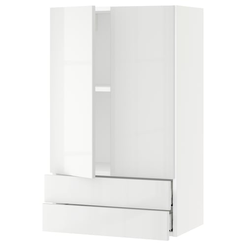 SEKTION / MAXIMERA Gabinete pared+2 puertas/2 cajones, blanco/Ringhult blanco, 24x15x40 "