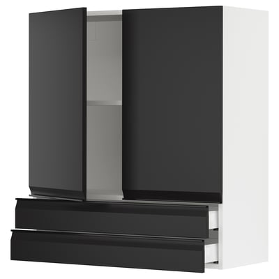 SEKTION / MAXIMERA Gabinete pared+2 puertas/2 cajones, blanco/Upplöv antracita mate, 36x15x40 "