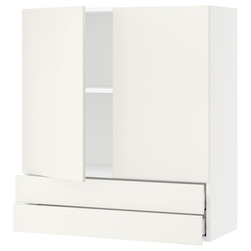 SEKTION / MAXIMERA Gabinete pared+2 puertas/2 cajones, blanco/Veddinge blanco, 36x15x40 "