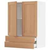 SEKTION / MAXIMERA Gabinete pared+2 puertas/2 cajones, blanco/Vedhamn roble, 30x15x40 "