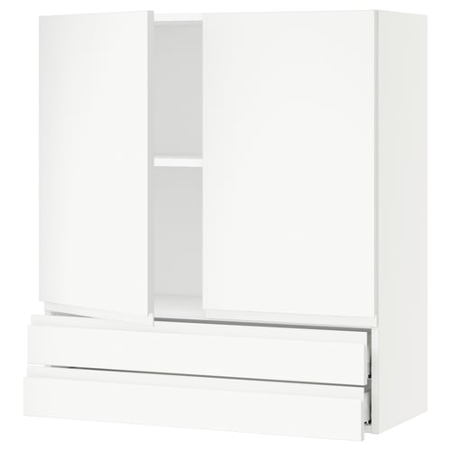 SEKTION / MAXIMERA Gabinete pared+2 puertas/2 cajones, blanco/Voxtorp blanco mate, 36x15x40 "