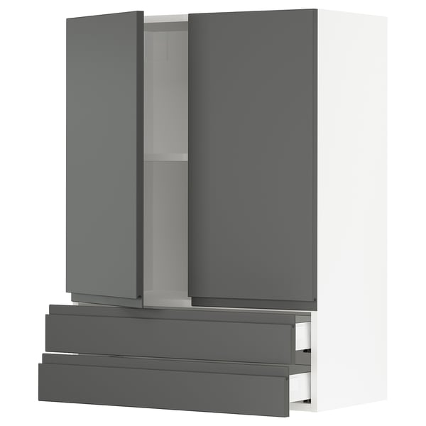 SEKTION / MAXIMERA Gabinete pared+2 puertas/2 cajones, blanco/Voxtorp gris oscuro, 30x15x40 "