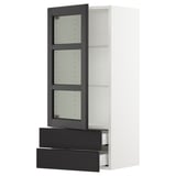 SEKTION / MAXIMERA Gabinete pared+puerta vidrio/2 cjn, blanco/Lerhyttan teñido en negro, 18x15x40 "