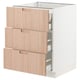 SEKTION / MAXIMERA Gabnete bajo+3 frentes/4 cajones, blanco/Fröjered bambú claro, 24x24x30 "