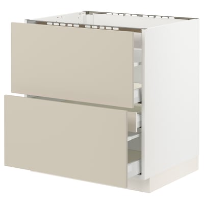 SEKTION / MAXIMERA Gbn bajo estufa/2 frentes/3 cajones, blanco/Havstorp beige, 30x24x30 "