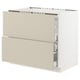Opción: SEKTION / MAXIMERA Gbn bajo estufa/2 frentes/3 cajones, blanco/Havstorp beige, 36x24x30 "