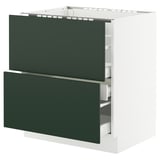 SEKTION / MAXIMERA Gbn bajo estufa/2 frentes/3 cajones, blanco/Havstorp verde oscuro, 30x24x30 "