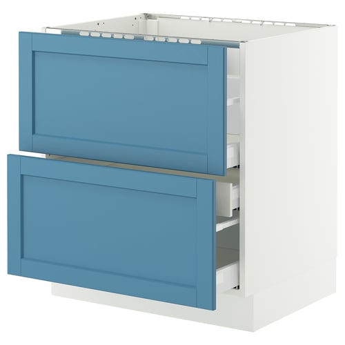 SEKTION / MAXIMERA Gbn bajo estufa/2 frentes/3 cajones, blanco/Lerhyttan azul, 30x24x30 "