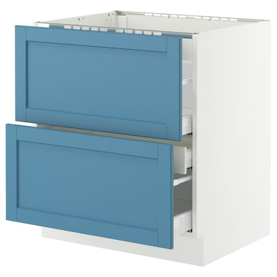 SEKTION / MAXIMERA Gbn bajo estufa/2 frentes/3 cajones, blanco/Lerhyttan azul, 30x24x30 "