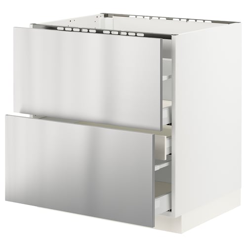 SEKTION / MAXIMERA Gbn bajo estufa/2 frentes/3 cajones, blanco/Nogsta acero inoxidable, 30x24x30 "