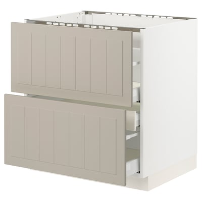 SEKTION / MAXIMERA Gbn bajo estufa/2 frentes/3 cajones, blanco/Stensund beige, 30x24x30 "