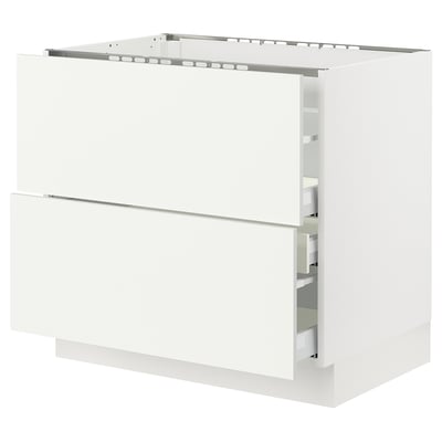 SEKTION / MAXIMERA Gbn bajo estufa/2 frentes/3 cajones, blanco/Vallstena blanco, 36x24x30 "