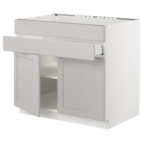 SEKTION / MAXIMERA Gbn bajo estufa/2puertas/2frnt/1cjn, blanco/Lerhyttan gris claro, 36x24x30 "